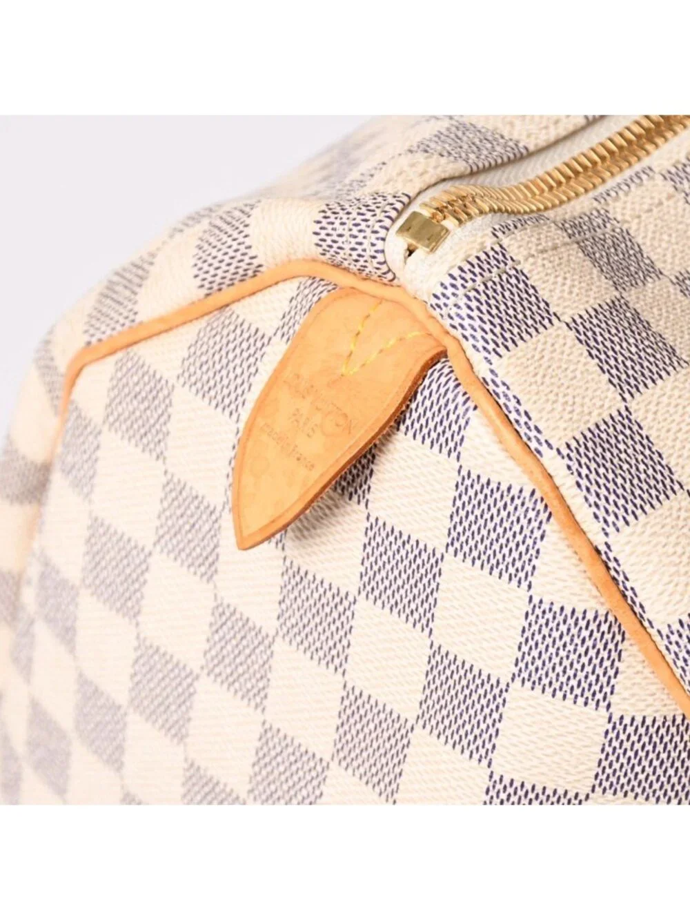 Louis Vuitton Keepall 50 Boston Bag Damier Azur Canvas Vachetta Leather White